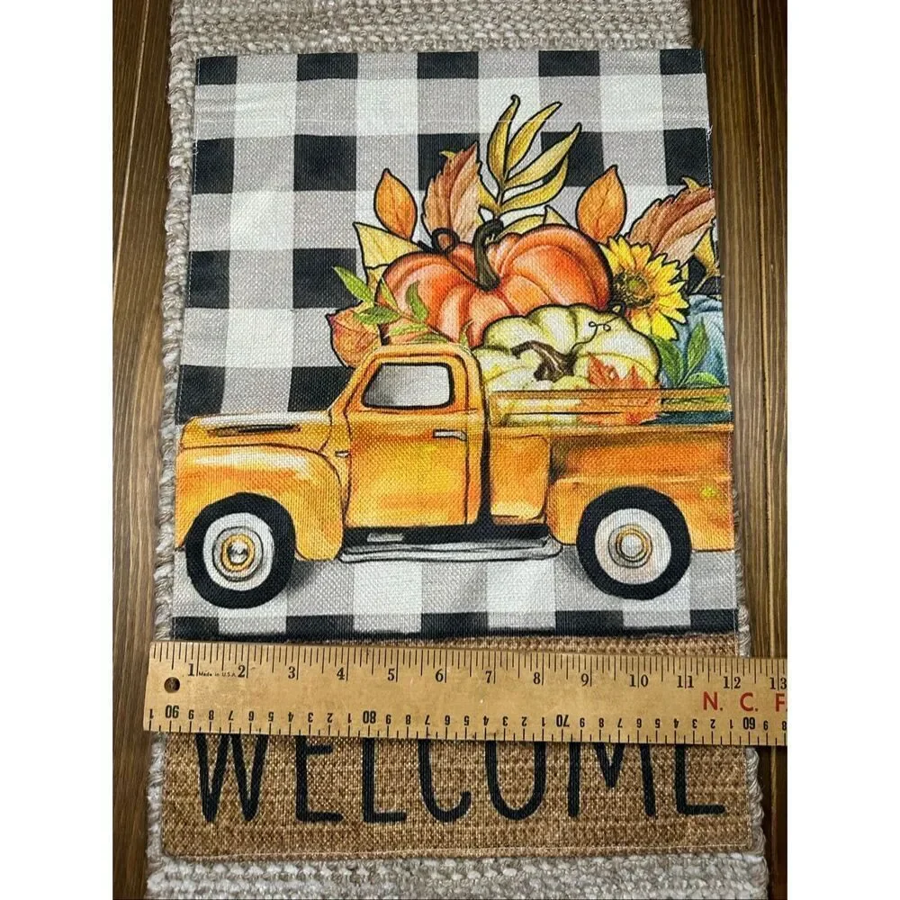 Thanksgiving holiday garden flag farmhouse truck new double sided